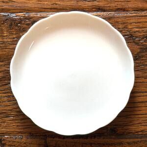 Vintage White Butter Pat Plate | Scalloped Edge Small Porcelain Dish 3.5in